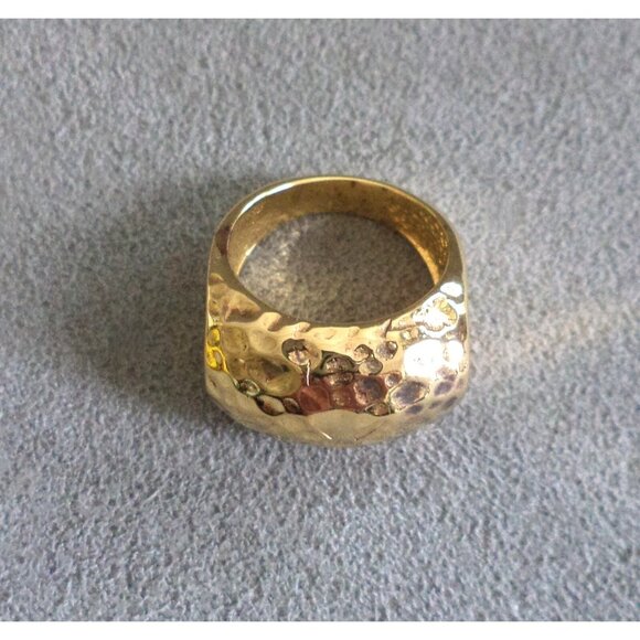 VERONESE 18k Gold Vermeil STERLING NECKLACE + RING SET Etrusca - Hammered -Italy - Picture 3 of 13